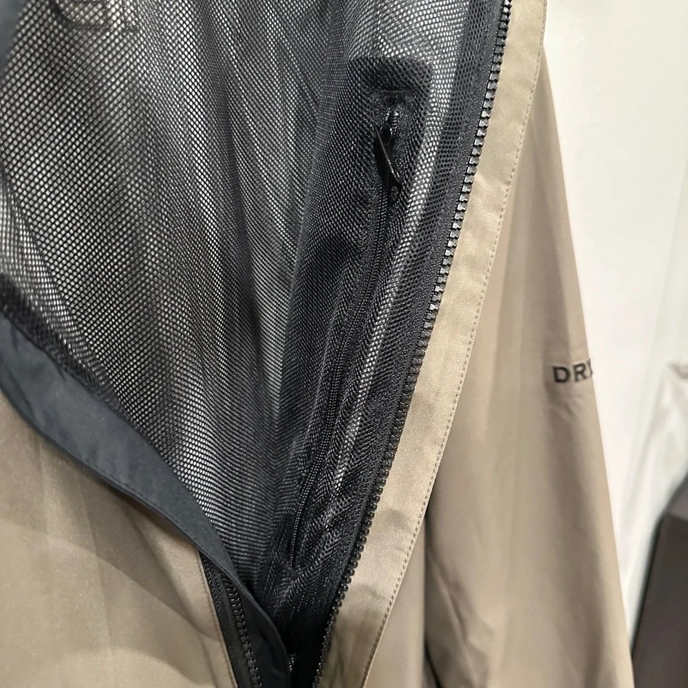 FootJoy DryJoys Jacket Mens XL Tan Black Full Zip Golf Rain Windbreaker